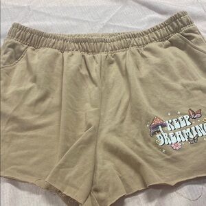 Tan Women's Shorts with 'Keep Dreaming' Design